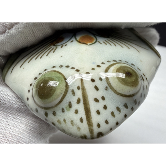 Vintage Mexican Folk Art Tonala Frog Toad Sitting Floral Painted Figurine - Picture 11 of 16